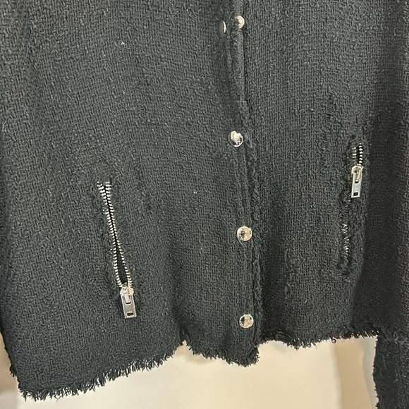 IRO Paris Agnette Black Boucle Jacket Button Down collarless Sz 40 US 8 - Picture 6 of 14